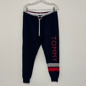Tommy Hilfiger Navy Joggers with Red and White Stripes